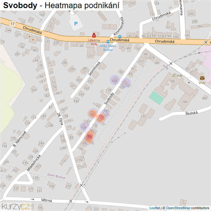 Mapa Svobody - Firmy v ulici.