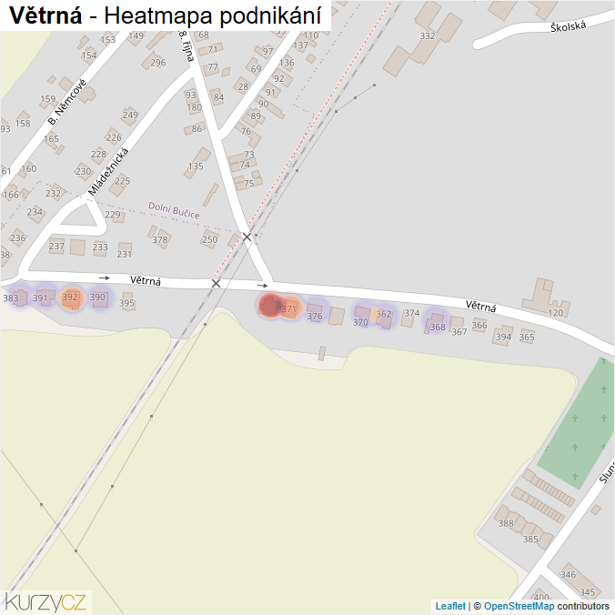 Mapa Větrná - Firmy v ulici.