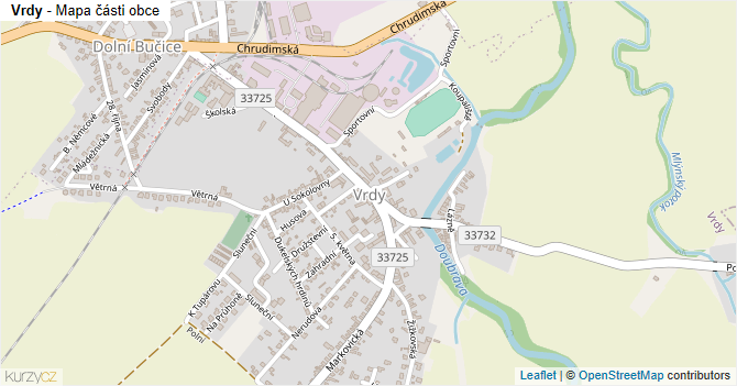 Vrdy - mapa části obce