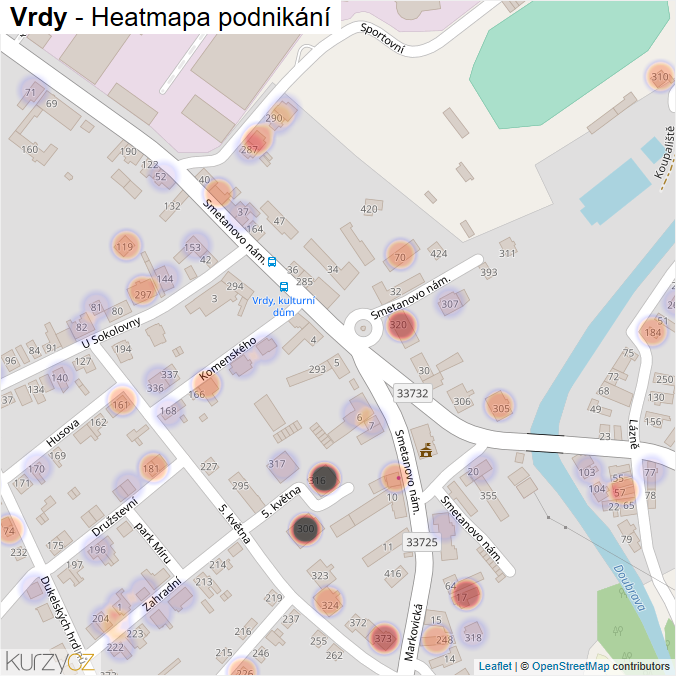 Mapa Vrdy - Firmy v části obce.