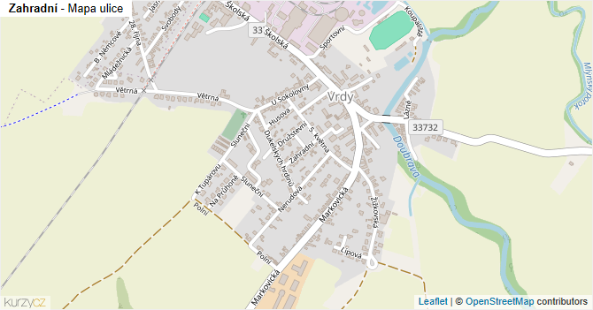 Zahradní - mapa ulice