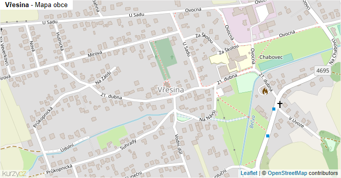 Vřesina - mapa obce
