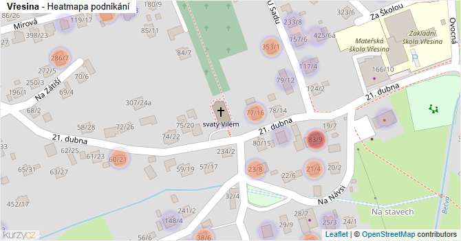 Vřesina - mapa podnikání