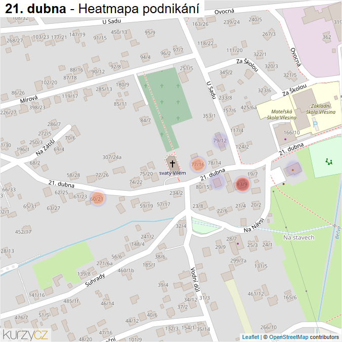 Mapa 21. dubna - Firmy v ulici.