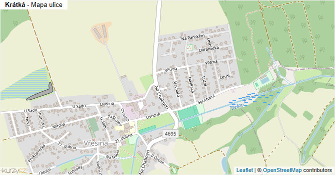 Krátká - mapa ulice