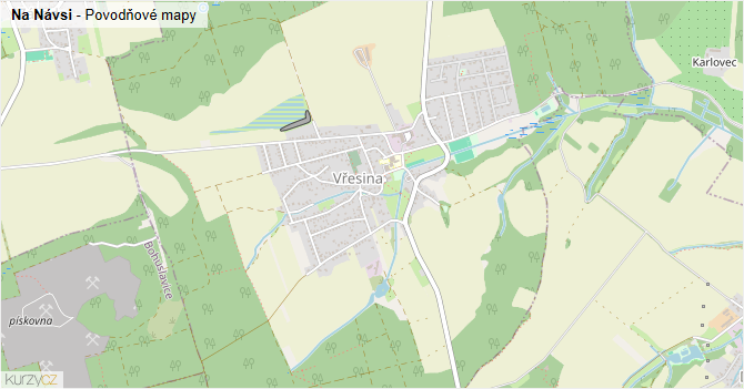 Na Návsi - záplavové mapy stoleté vody