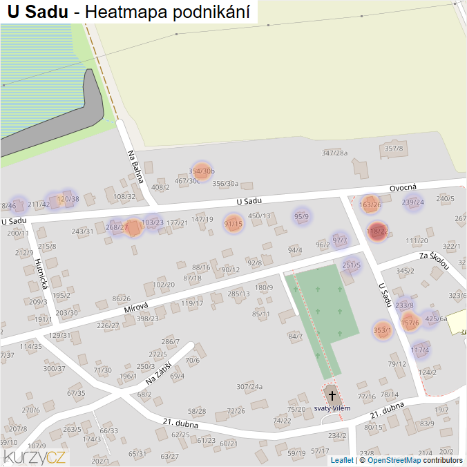 Mapa U Sadu - Firmy v ulici.