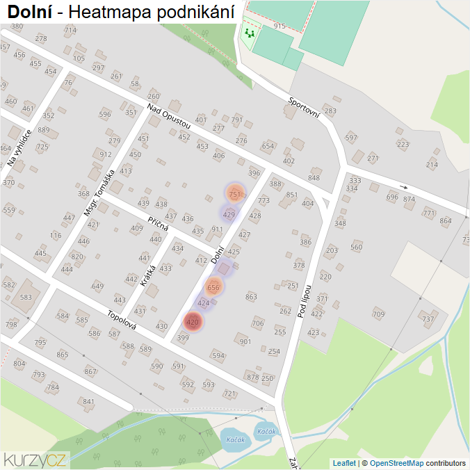 Mapa Dolní - Firmy v ulici.