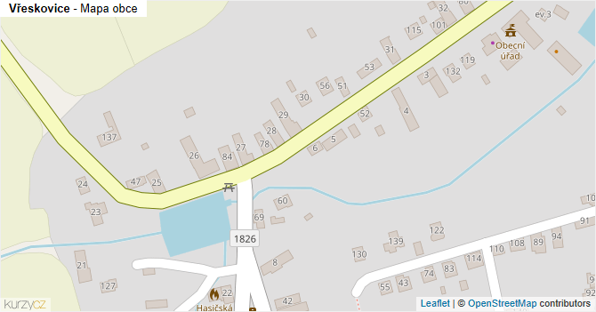 Vřeskovice - mapa obce