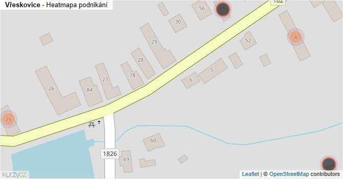Vřeskovice - mapa podnikání