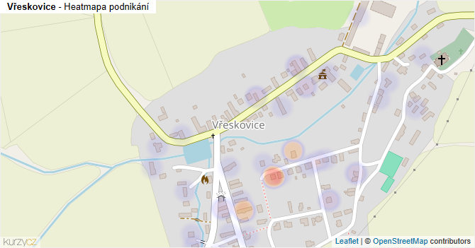 Vřeskovice - mapa podnikání