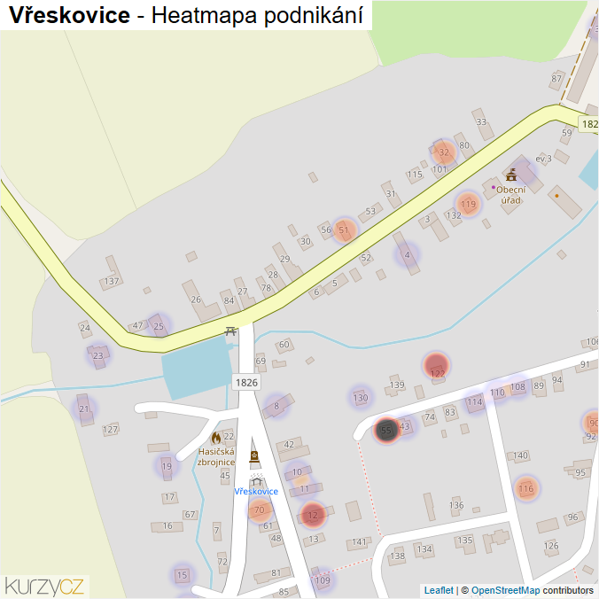 Mapa Vřeskovice - Firmy v části obce.