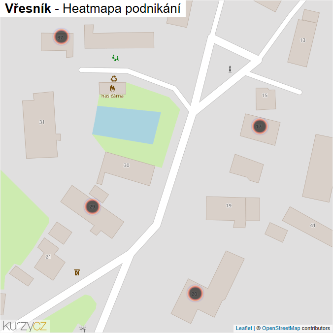 Mapa Vřesník - Firmy v obci.