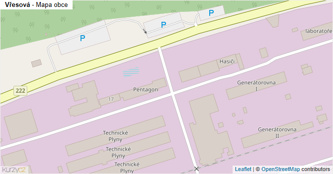 Vřesová - mapa obce