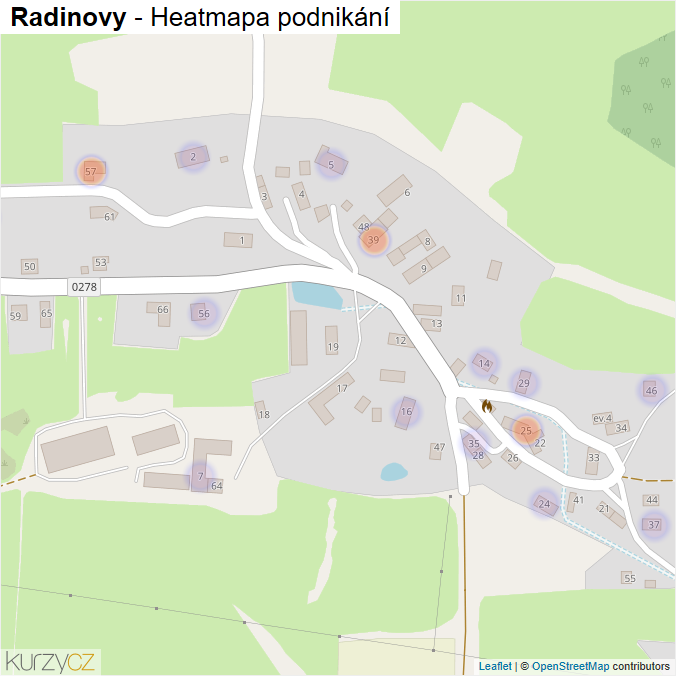 Mapa Radinovy - Firmy v části obce.