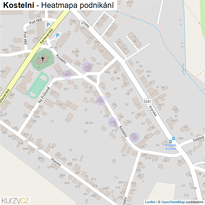 Mapa Kostelní - Firmy v ulici.