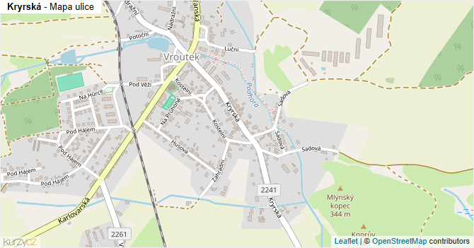 Kryrská - mapa ulice
