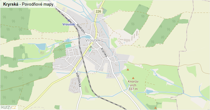 Kryrská - záplavové mapy stoleté vody