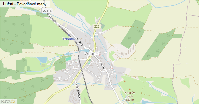 Luční - záplavové mapy stoleté vody