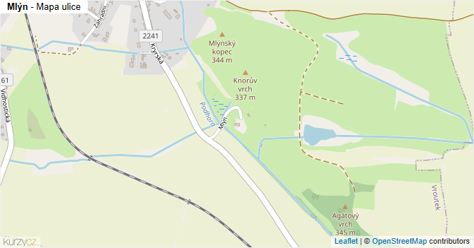 Mlýn - mapa ulice