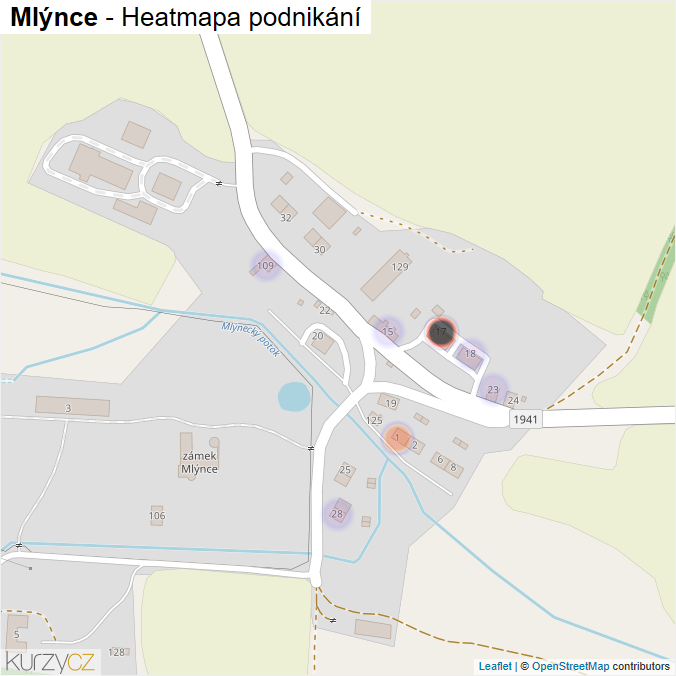 Mapa Mlýnce - Firmy v části obce.