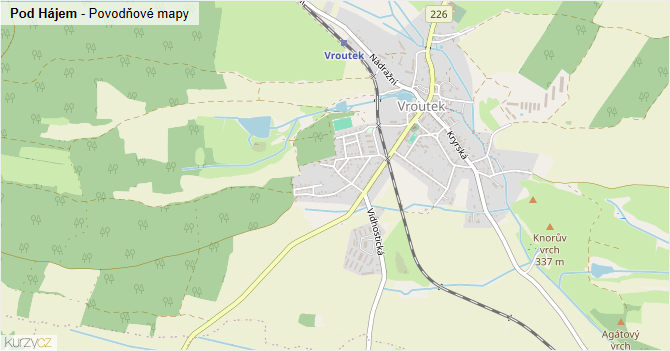 Pod Hájem - záplavové mapy stoleté vody