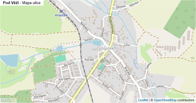 Pod Věží - mapa ulice