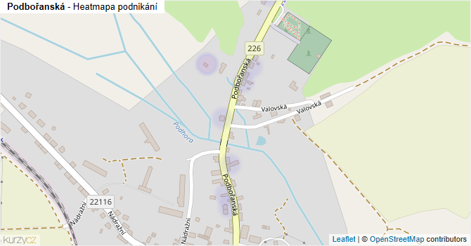 Podbořanská - mapa podnikání