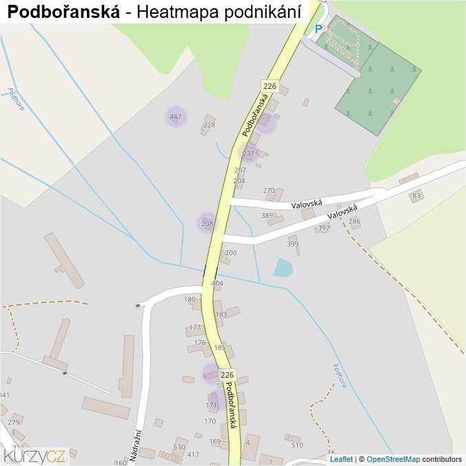Mapa Podbořanská - Firmy v ulici.