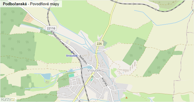 Podbořanská - záplavové mapy stoleté vody