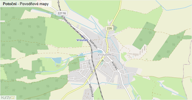 Potoční - záplavové mapy stoleté vody