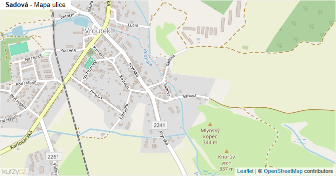Sadová - mapa ulice
