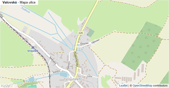 Valovská - mapa ulice