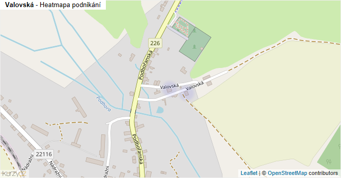 Valovská - mapa podnikání