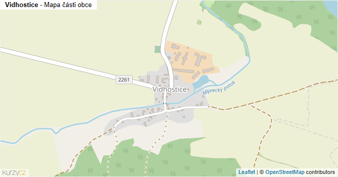 Vidhostice - mapa části obce