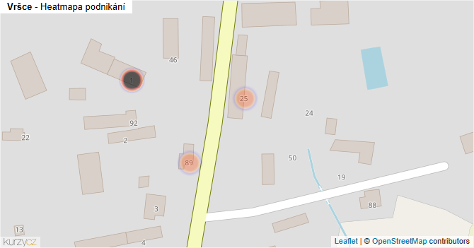 Vršce - mapa podnikání