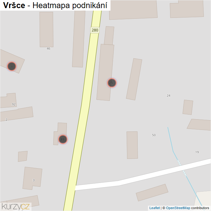 Mapa Vršce - Firmy v obci.