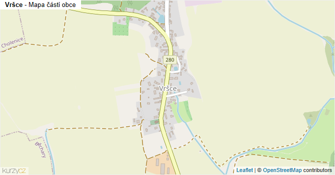 Vršce - mapa části obce