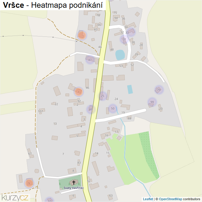 Mapa Vršce - Firmy v části obce.