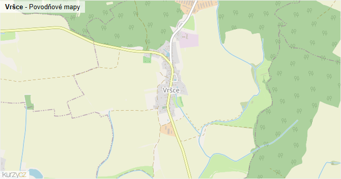 Vršce - záplavové mapy stoleté vody