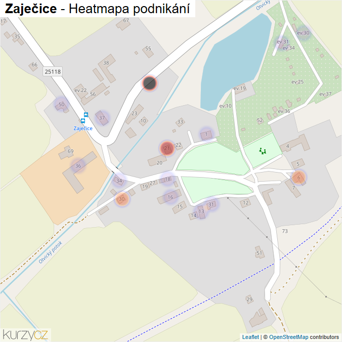 Mapa Zaječice - Firmy v části obce.
