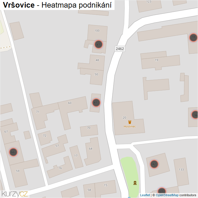 Mapa Vršovice - Firmy v obci.