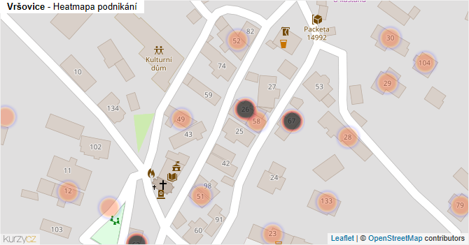 Vršovice - mapa podnikání