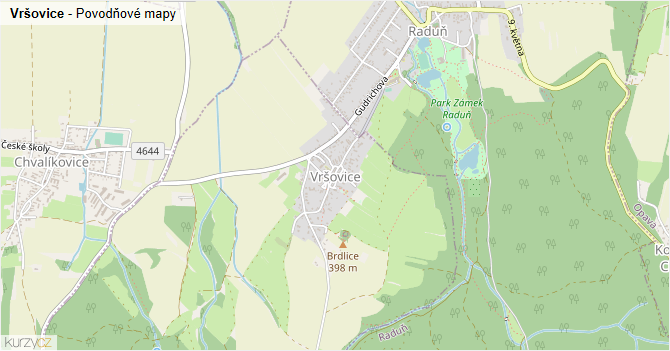 Vršovice - záplavové mapy stoleté vody