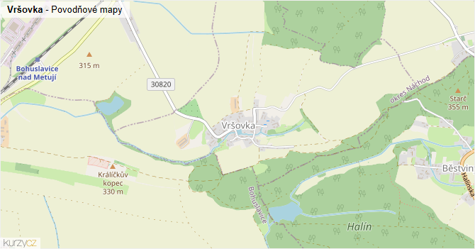 Vršovka - záplavové mapy stoleté vody