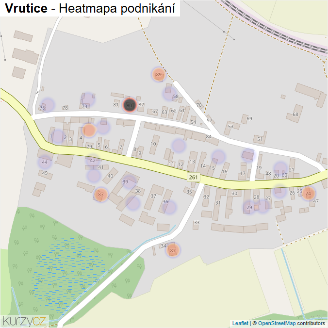 Mapa Vrutice - Firmy v části obce.