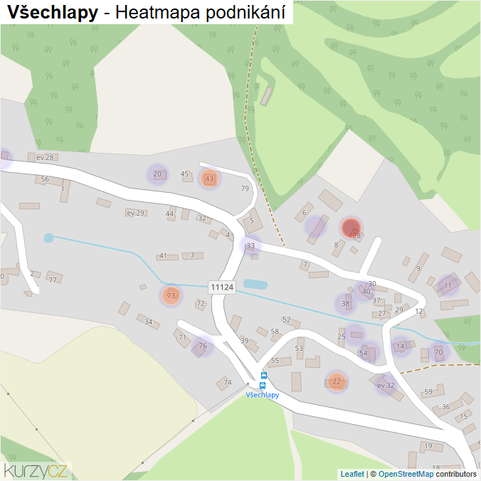 Mapa Všechlapy - Firmy v části obce.