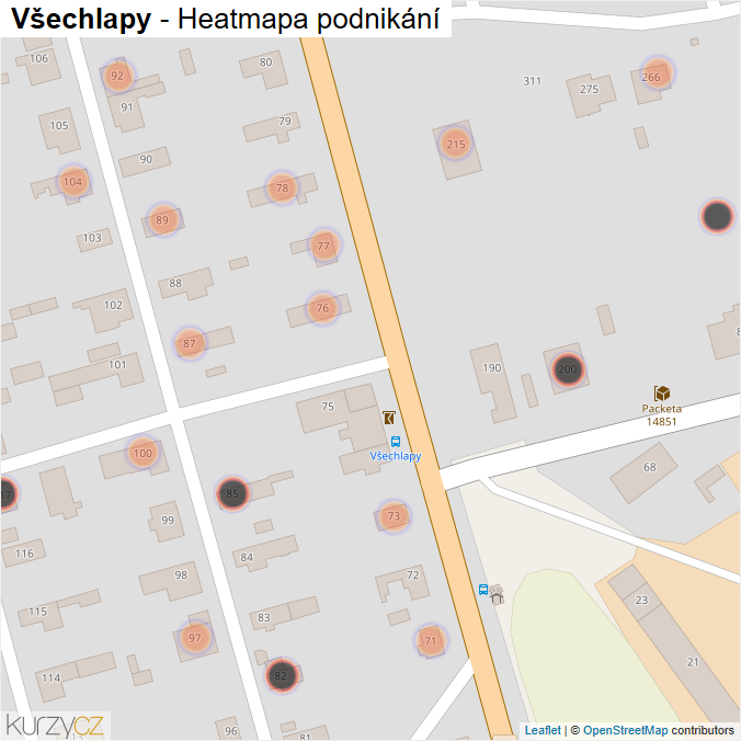Mapa Všechlapy - Firmy v obci.