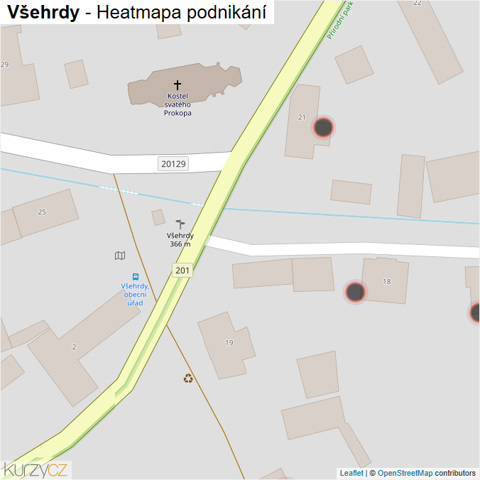 Mapa Všehrdy - Firmy v obci.