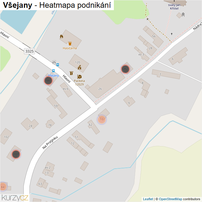 Mapa Všejany - Firmy v obci.